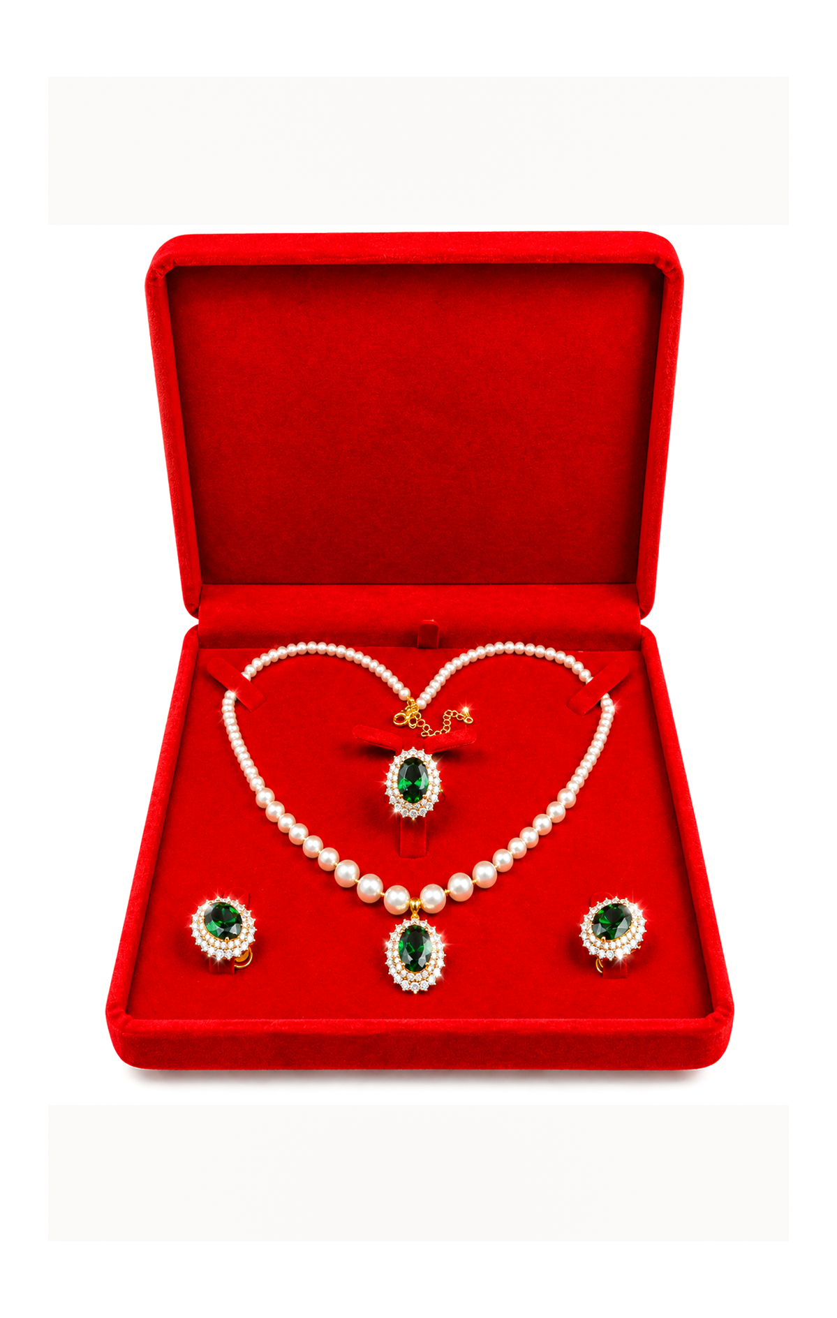 PARURE  EN  ZIRCON VERT EMERAUDE - PLAQUÉ OR 18K®