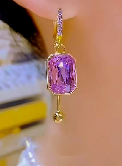 PERLES VIOLETTES & PENDENTIF ZIRCONE – PLAQUÉ OR 18K®